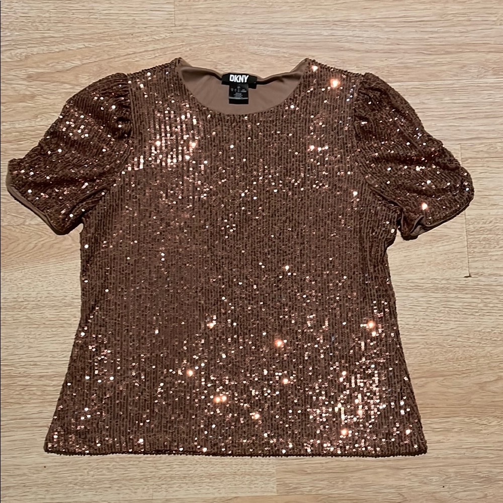 DKNY Women's Sequin Brown Top